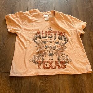 Peach Austin Texas Graphic Crop Top